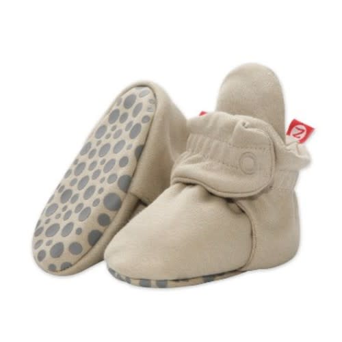 Zutano Cotton Gripper Stay-On Baby Bootie Slipper - Khaki