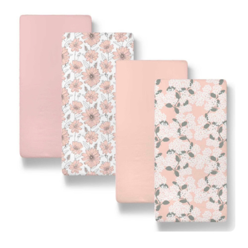 Cottage Floral Organic Bassinet Sheets 4-Pack for Boys and Girls