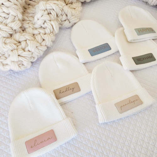 Personalized Leather Patch Beanie | All Colors