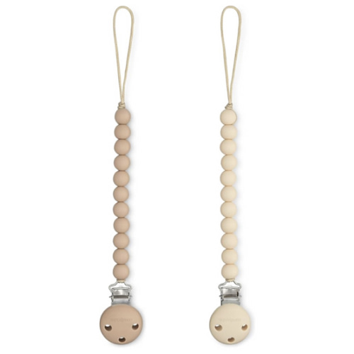 Comfy Cubs Pacifier Clips 2 Pack - Beige & Light Beige