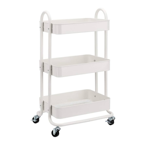 Amazon.com : Amazon Basics 3-Tier Rolling Utility or Kitchen Cart, Lockable Wheels, Multifunctional Storage, White Amazon's Choice