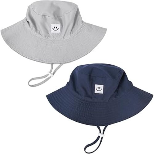 Baby Toddler Sun Hat,Kids Summer Smile Face UPF 50+ Beach Bucket Hat for Boys Girls Children