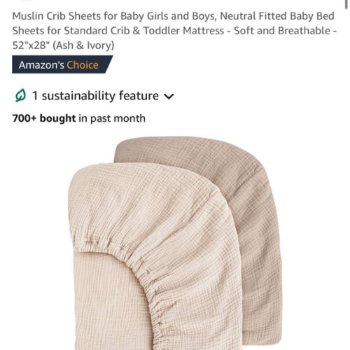Amazon.com: MairMore Muslin Crib Sheets for Baby Girls and Boys, Neutral Fitted Baby Bed Sheets for Standard Crib & Toddler Mattress - Soft and Breathable - 52"x28" (Ash & Ivory) : Baby