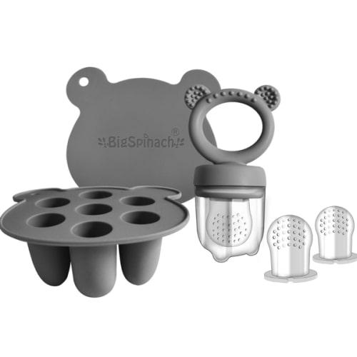 Amazon.com : BigSpinach Silicone Baby Food Freezer Tray with Teething Popsicle Molds - Baby Fruit Feeder and Breastmilk Teether Combo : Baby