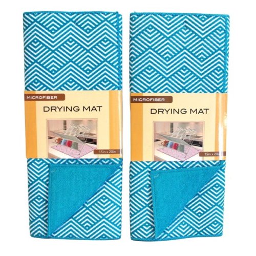 2 Pack Microfiber Dish Drying Mat 20 X 15 Inch Kitchen Counter Mats  Reversible Baby Bottles Dish Dry Pad Super Absorbent 