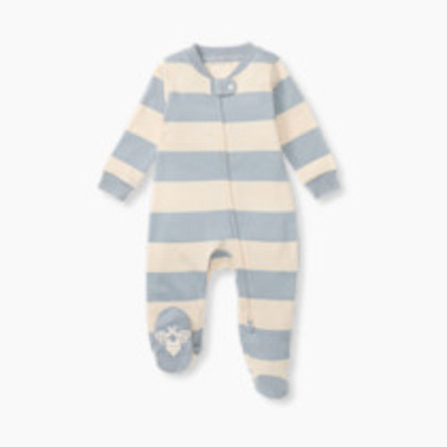 Burt's Bees Baby Organic Sleep & Play Footie Pajamas - Blue Stripe, 3-6 M