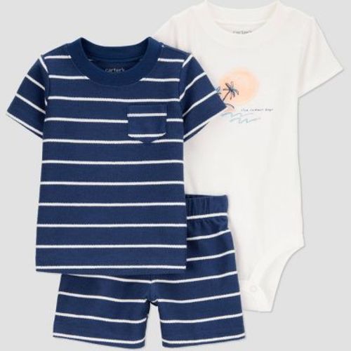 Carter's Just One You®️ Baby Boys' Striped Scenic Top & Bottom Set - Navy Blue 18m