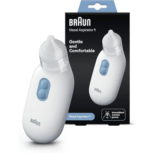 Braun Nasal aspirator 1 | Mucus Remover | Blocked Nose Relief | Electric Suction Power | Two Suction Levels | Newborn, Baby, and Child Friendly | Dishwasher Safe | BNA100EU