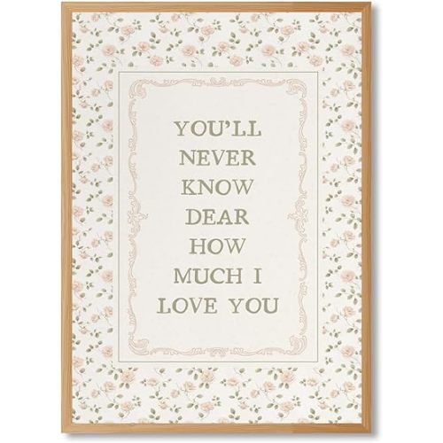 Youll Never Know Nursery Inspirational Quote Wall Art Farmhouse Girls Room Decor Print Pale Sage Green Floral Motivational Poster Vintage Cottagecore Daily Reminder Picture 8x12inch Wooden frame