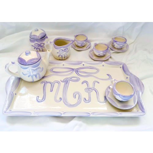 Custom Listing for Laura- Child's Ceramic Tea Set - Pink Bow