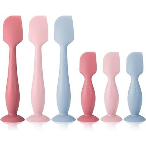 6 Pcs Baby Diaper Cream Applicator Soft Silicone Baby Butt Brush Baby Butt Spatula with Suction Cup Base Newborn Essentials(Blue,Pink,Rose Red)