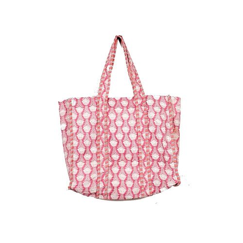 Quilted Cotton Handprinted Reversible Large multicolor Floral Tote Bag