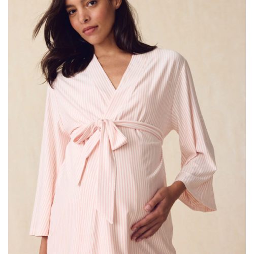 LAKE | Women | DreamModal™ Pajamas | English Rose Pencil Stripe Maternity Kimono Bundle