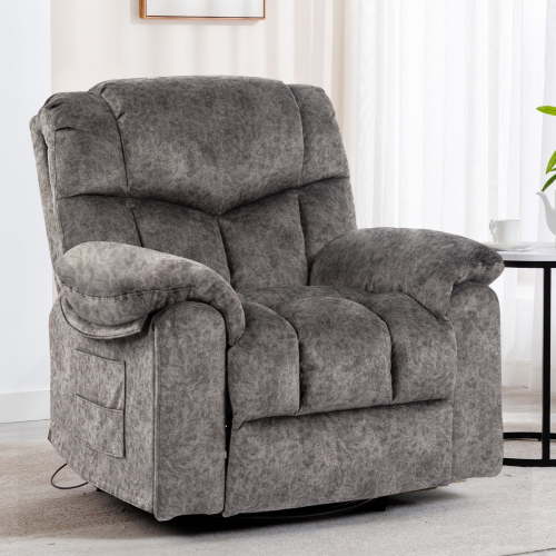 Legahome Fabric Swivel Rocker Recliner, Heat and Massage, Blue