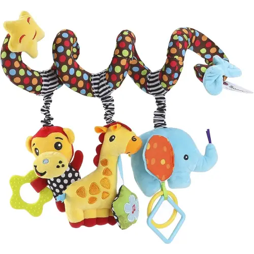 TOYMYTOY Kid Baby Spiral Bed Stroller Toy Monkey Elephant Educational Plush Toy