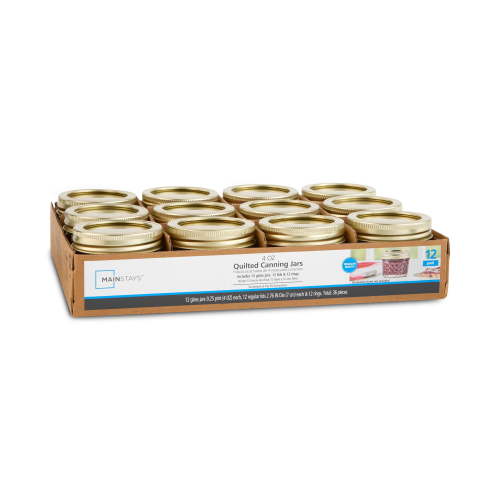 Mainstays Mini 4 oz Mason Jars 12pk - Regular Mouth Decorative Canning Jars and Lids - Bulk Set for Dips, Jams, Spices, Craft Storage and Gift Giving