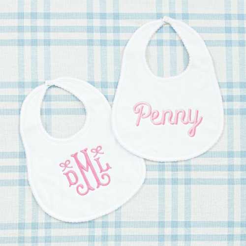 Picot Trim Bib // Cotton Bib, Baby Shower Gift, Boys Baby Bib, Girls Baby Bib, Soft Baby Bib, Custom Name Bib, Monogrammed Bib, Custom Bib
