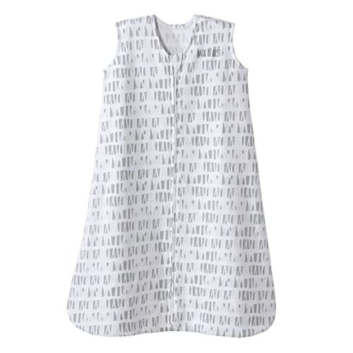 HALO Sleepsack, 100% Cotton Wearable Blanket, Swaddle Transition Sleeping Bag, TOG 0.5, Squares and Triangles, Grey, Medium - Grey Squares & Triangles - Medium (Pack of 1)