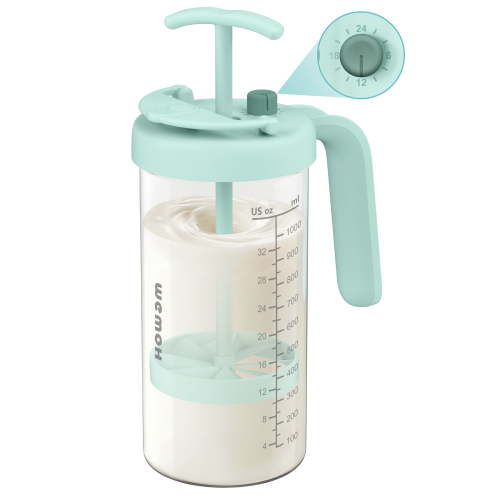 Borosilicate Glass Formula Mixing Pitcher with Time Dial, 32oz True Capacity BPA-Free Baby Bottle Mixer, Dishwasher-Safe Breastmilk Pitcher for Pitcher Method, Overnight Feeding & Twins