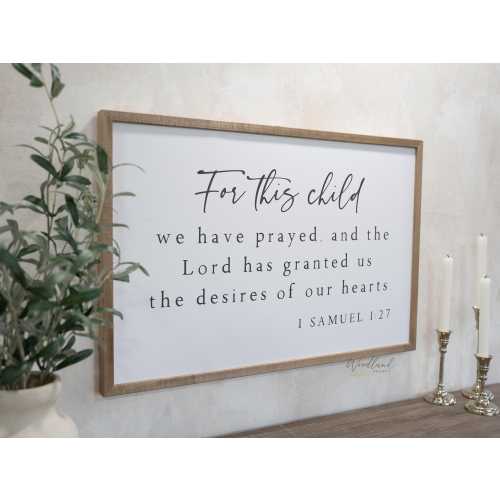 For this Child We Have Prayed Framed Sign, Nursery Decor, Baby Shower Gift Idea, New Baby Gift