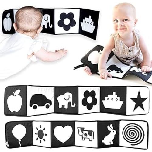 Spiggly High Contrast Baby Toys for Newborn: Black and White Baby Toys 0-3 Months- Baby Books 0-6 Months- High Contrast Baby Book- Tummy Time Toys- Newborn Toys- Contrast Toys for Infants 0-6 Months