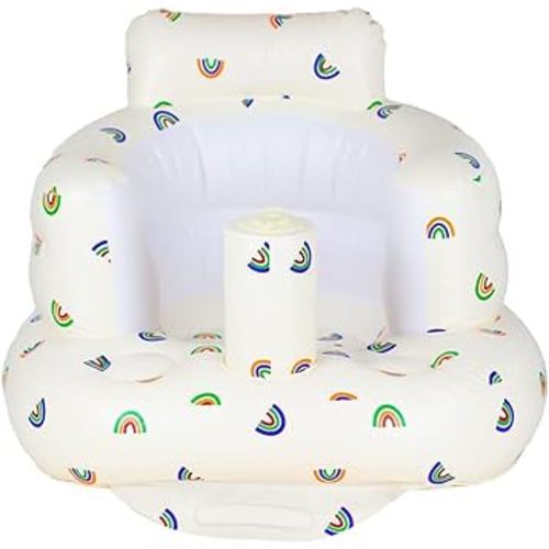 Inflatable Baby Chair, Baby Inflatable Seat for Babies 3 Months and Up Summer Inflatable Baby Seat for Sitting Up, Blow Up Baby Floor Seat with Built in Air Pump, Rainbow