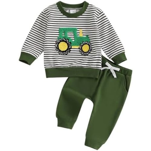 Baby Boy Fall Clothes Set Long Sleeve Crewneck Sweatshirts Pants Cute Infant Newborn Outfits 6 12 18 24 Months 2T