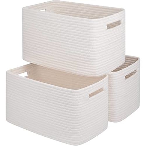 Changing Table Storage Baskets, Cotton Rope -15''Lx10''Wx9''H- 3 Pack