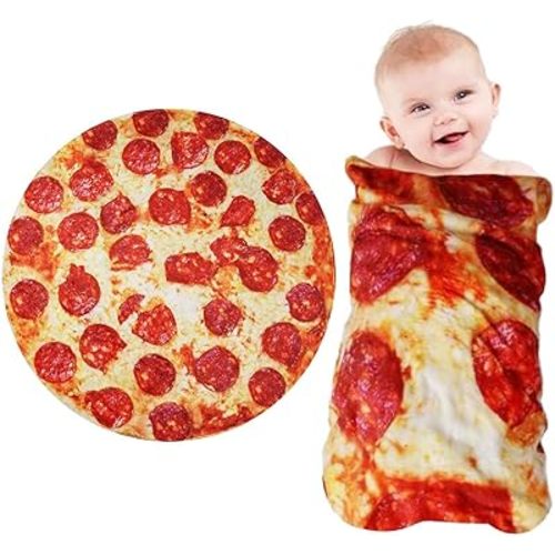 Pizza Blanket Baby Gift, Baby Pizza Swaddle Blanket, Pizza Blanket for Kids Newborn Baby, 285 GSM Soft Flannel Wearable Wrap Blanket Funny for Boy Girl Daughter Son