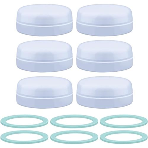 Maymom Solid Lids Aka Travel Caps w/Sealing Ring Compatible with Avent Bottle; Cap Replace Avent Natural Bottle Screw Ring n Sealing Disc; Fit Avent Anti-colic Polypropylene, Glass Bottle, Avent PP - blue