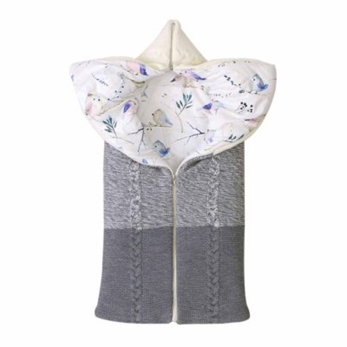 Baby Stroller Sleeping Bag Winter Warm Bunting Bag Zipper Up Fleece Lined Knit Comfort Pajamas Bag Swaddle Blanket Wrap, Gray