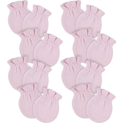 Gerber Baby 12-Pack No Scratch Mittens, Light Pink, 0-3 Months (8-Pack)