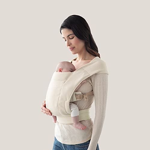 Ergobaby Embrace Cozy Newborn Essentials Baby Carrier Wrap (7-25 Pounds), Ponte Knit, Cream