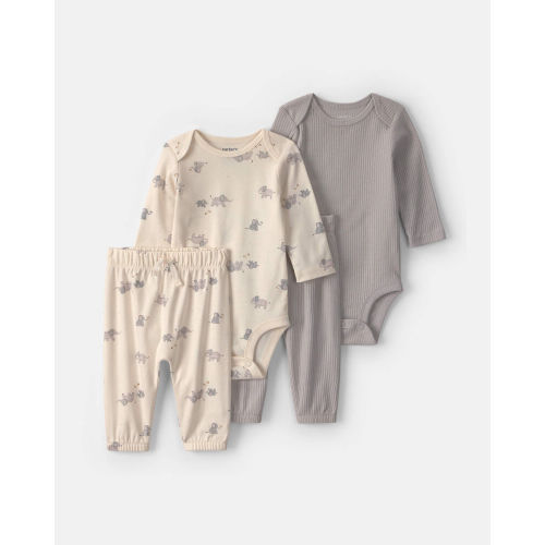 Baby 4-Piece Elephant Long-Sleeve Bodysuit & Pant Set - Grey | Carter’s Oshkosh Canada