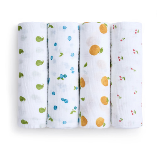 aden + anais fresh fruit organic cotton muslin swaddles 4 pack