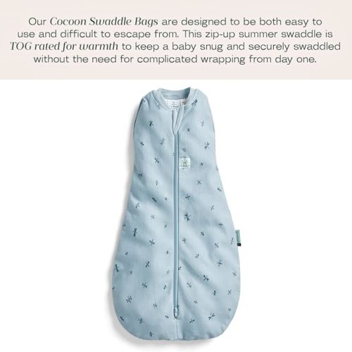 ergoPouch 0.2 TOG Cocoon Baby Sleep Sack 0-3 Months, Swaddle Sleeping Bag, Temperature Control Wearable Blanket (Dragonflies)