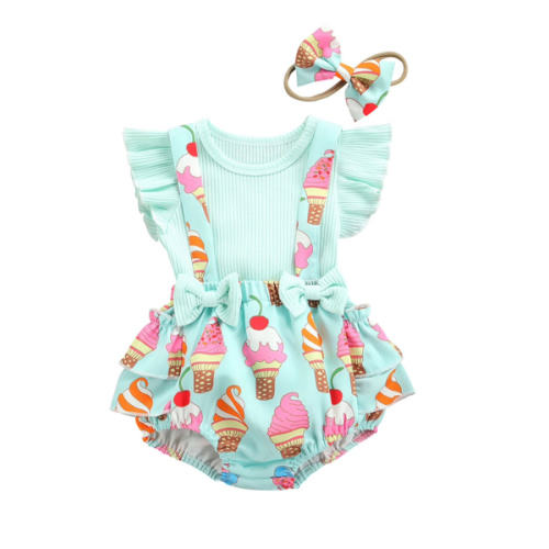 ICE CREAM Romper with Headband - Hazel & Bo