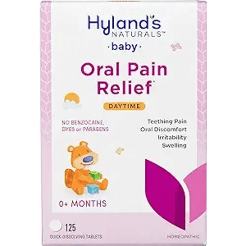Hyland's Naturals Baby Daytime Soothing Tablets with Chamomilla, Natural Relief of Oral Discomfort, Irritability, and Swelling, 125 Count ( Packaging may Vary ) - 125 Count (Pack of 1) - Daytime - Oral Pain Tablets