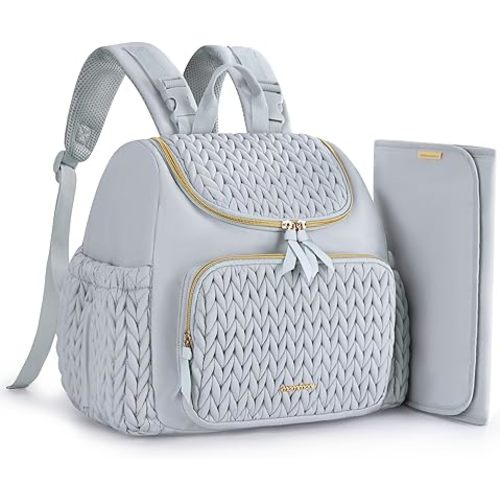 mommore Diaper Bag Small Diaper Backpack Stylish Toddler Baby Mini Maternity Bags Travel Backpacks with Insulated Pockets, Changing Pad, Stroller Straps