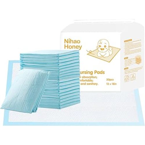 Disposable Changing Pads for Baby, 20 Pack Portable Diaper Changing Pad Liner, Baby Changing Pad Nursing Pads Waterproof (Blue, 13x18 Inch)