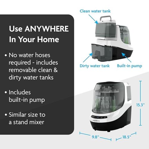Baby Brezza Bottle Washer Pro - Baby Bottle Washer, Sterilizer + Dryer - All in One Machine Cleans Bottles, Pump Parts, & Sippy Cups - Replaces Hand Washing, Bottle Brushes and Drying Racks