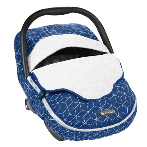 Yoofoss Baby Car Seat Cover - Winter Carseat Canopy Protects Baby from Cold Wind, Super Warm Plush Fleece Carrier Cover for Infant Boys & Girls (Blue)