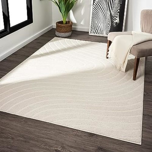 LUXE WEAVERS Modern Geometric Wave Cream 6x9 Area Rug