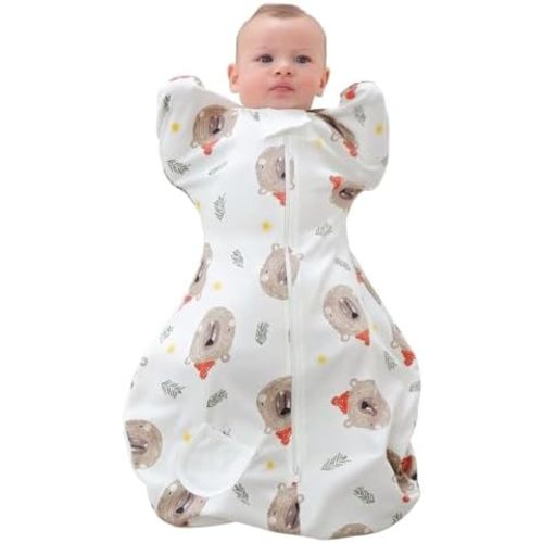 Baby Transition Swaddle Sleep Sack with 2-Way Zipper 100% Cotton Soft Comfortable Sleeping Bag 1.0 TOG