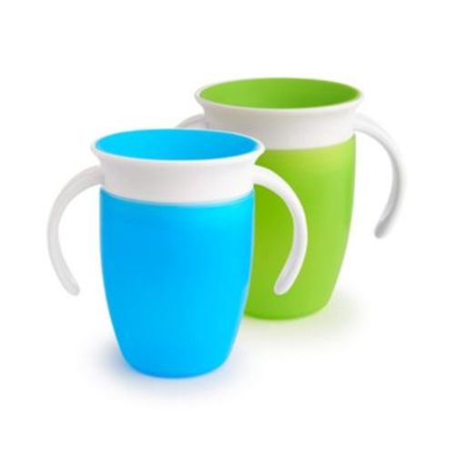 Toddler Miracle 360 Trainer Cup, 7 Ounce, 2 Pack, Blue/Green