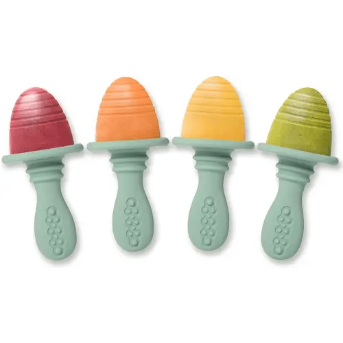 PrimaStella Silicone Petite Pops - Baby Popsicle Mold - BPA Free - Dishwasher Safe - 4 Months+ (Sage Green Teether Pops)