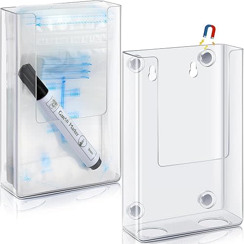 Thyle 2 Pieces Magnetic Breastmilk Bags Holders for Refrigerator, 4 x 9 Acrylic Brochure Holder Attaches to Metal Surfaces Refrigerators Lockers Display Stand for Wall Mount or Desktop Use