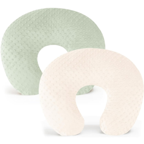 Konssy 2 Pack Nursing Pillow Covers, Soft and Comfortable Nursing Cover for Breastfeeding Pillows, Pillow Slipcover for Baby Girls Boys Newborn(Fog Green, Beige)