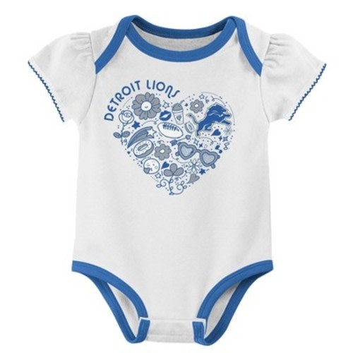 NFL Detroit Lions Infant Girls' 3pk White Bodysuit, Size: 12M