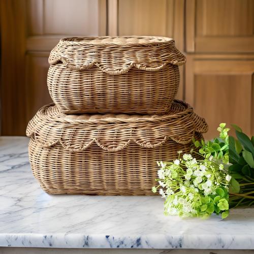 Scallop Rattan Basket Set